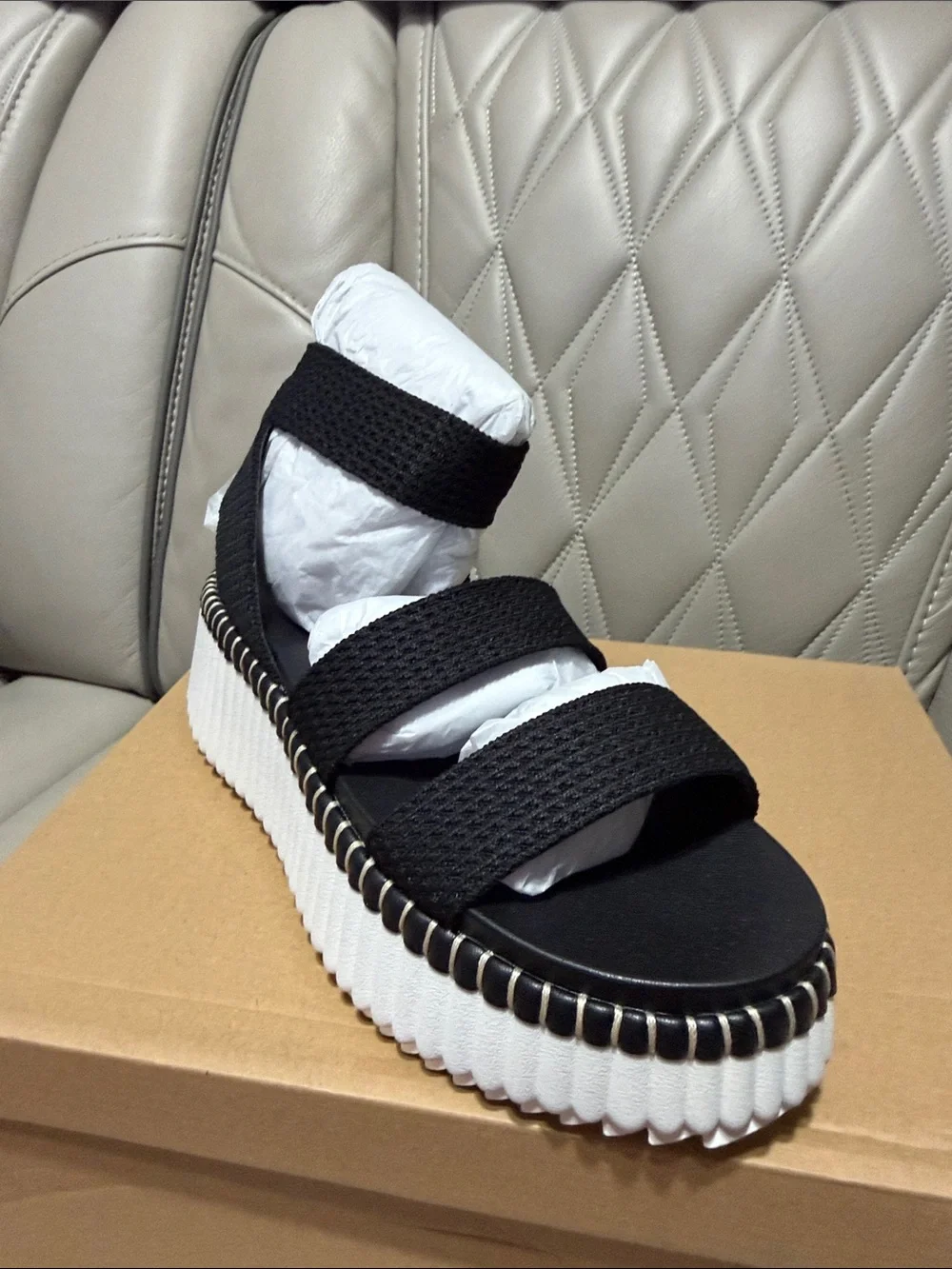 Steve Madden Shelle Platform Sandals in Black and White